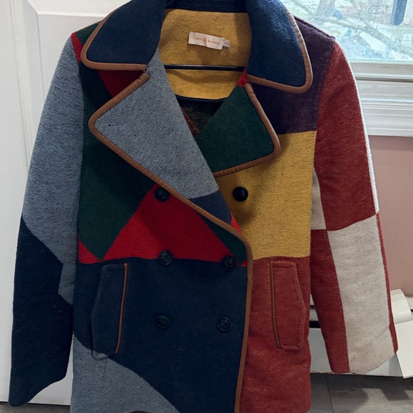 Tory Burch Colorblock Cheval Pea Coat - Picture 5 of 6